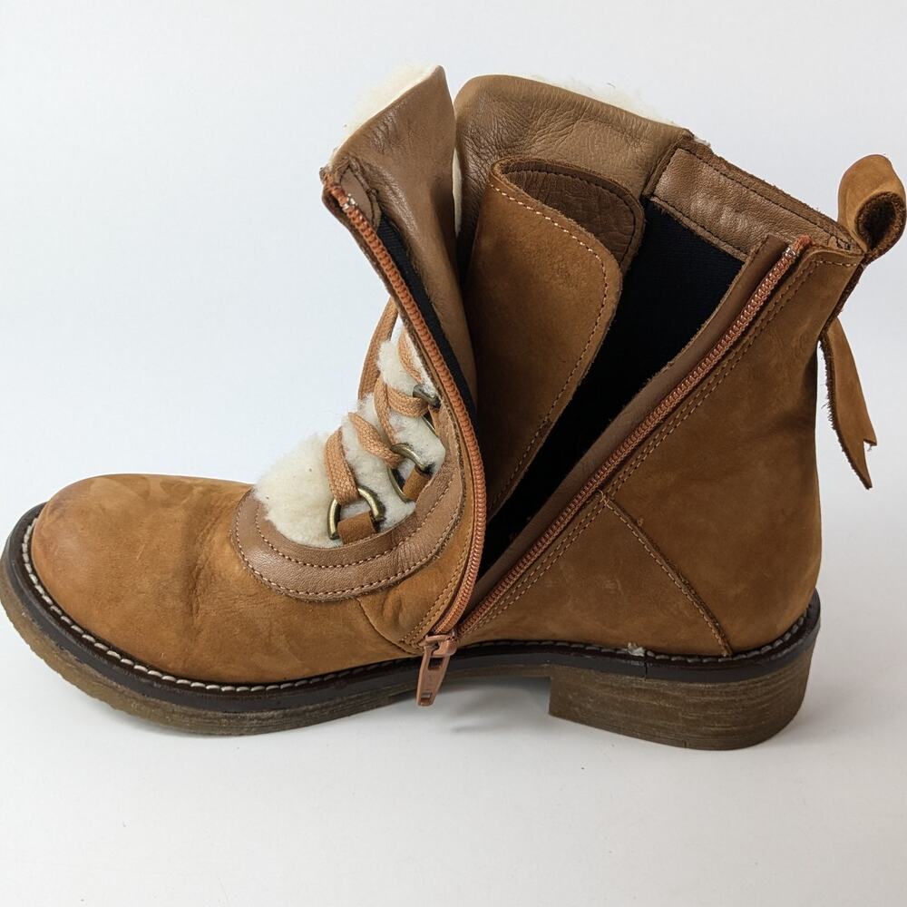 Bueno Women's 6.5 Boots Leather Teddy Tobacco Lined Zip New NWT Winter EUR 37 - Picture 11 of 13